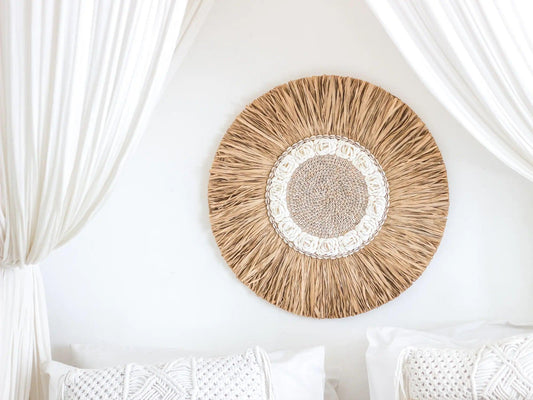 Boho Wanddeko "Bali Spirit" I Ø 60cm MyBaliNestBoho Deko%handmade%handgefertigt%Inneneinrichtung%exklusiv%Bali%Luxus%Wohnzimmer%Schlafzimmer