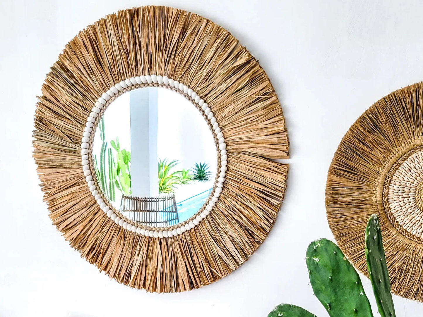 runder Boho Deko Spiegel "Gili" I Ø 60cm MyBaliNestBoho Deko%handmade%handgefertigt%Inneneinrichtung%exklusiv%Bali%Luxus%Wohnzimmer%Schlafzimmer