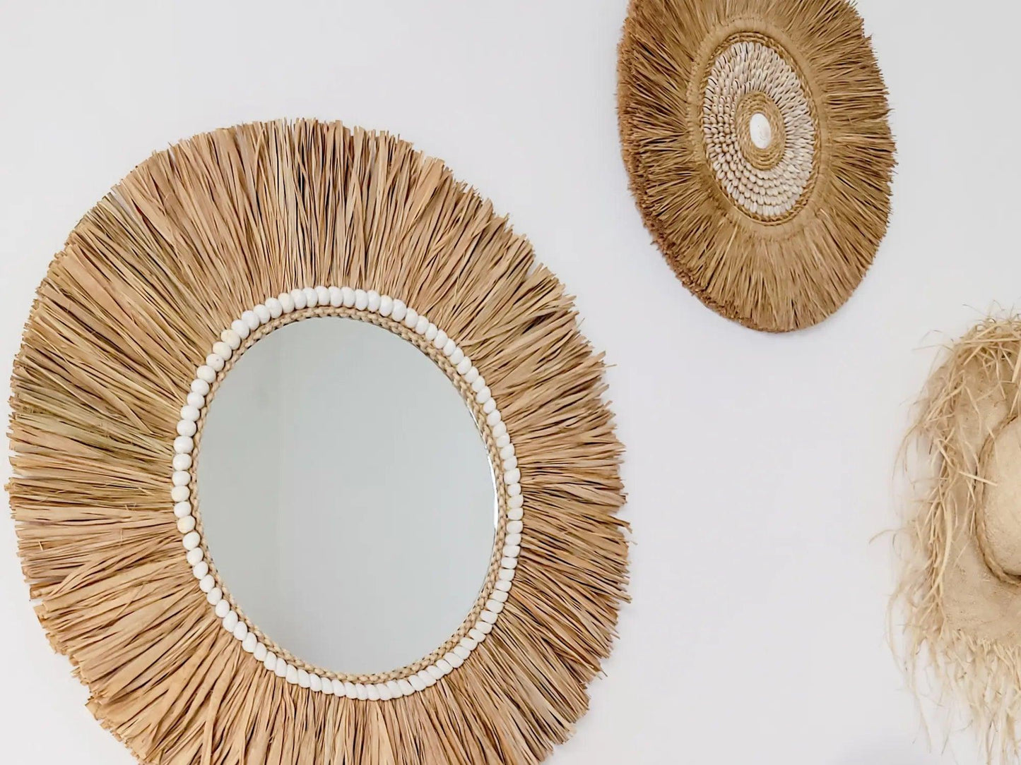runder Boho Deko Spiegel "Gili" I Ø 60cm MyBaliNestBoho Deko%handmade%handgefertigt%Inneneinrichtung%exklusiv%Bali%Luxus%Wohnzimmer%Schlafzimmer