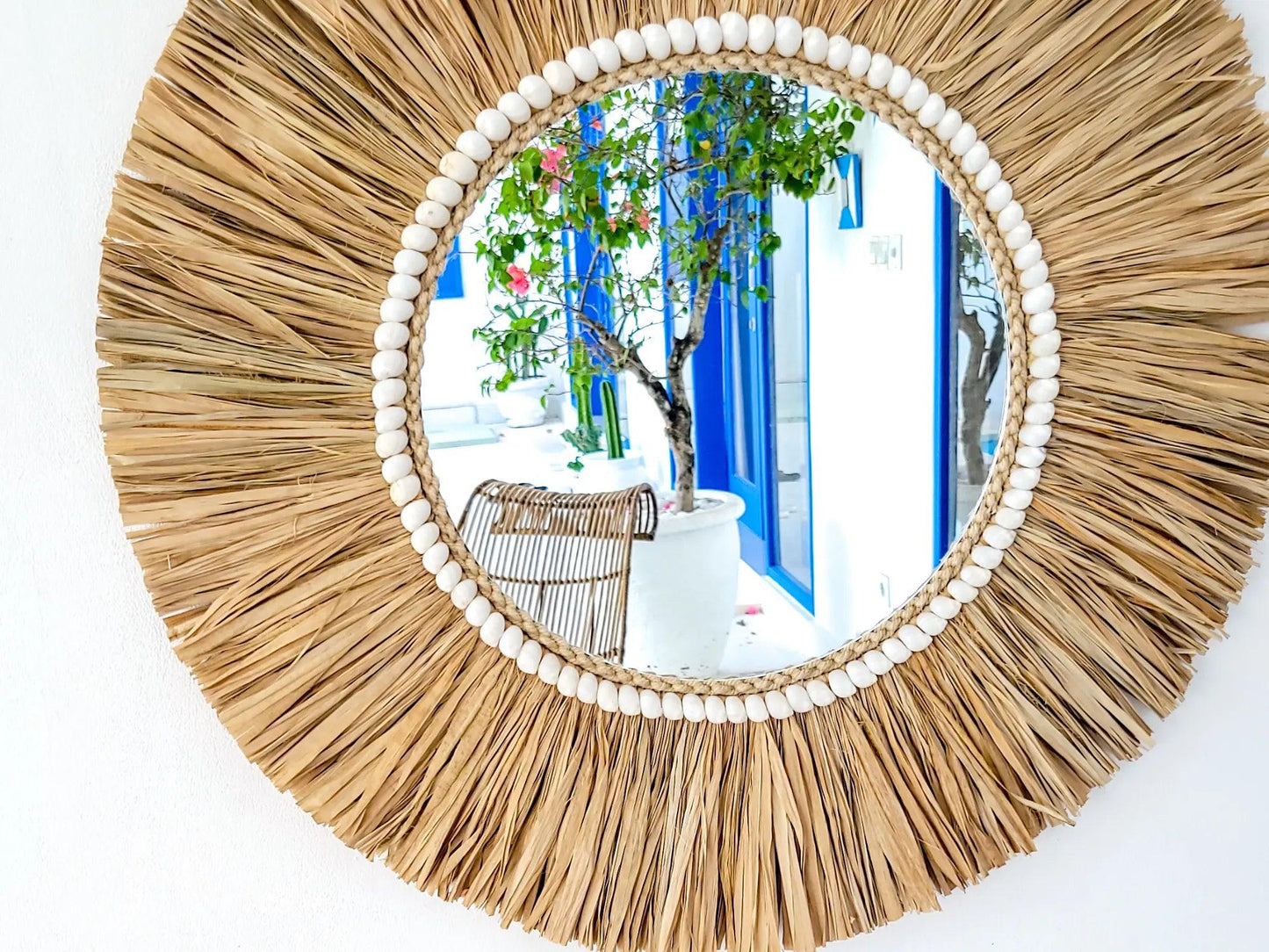 runder Boho Deko Spiegel "Gili" I Ø 60cm MyBaliNestBoho Deko%handmade%handgefertigt%Inneneinrichtung%exklusiv%Bali%Luxus%Wohnzimmer%Schlafzimmer