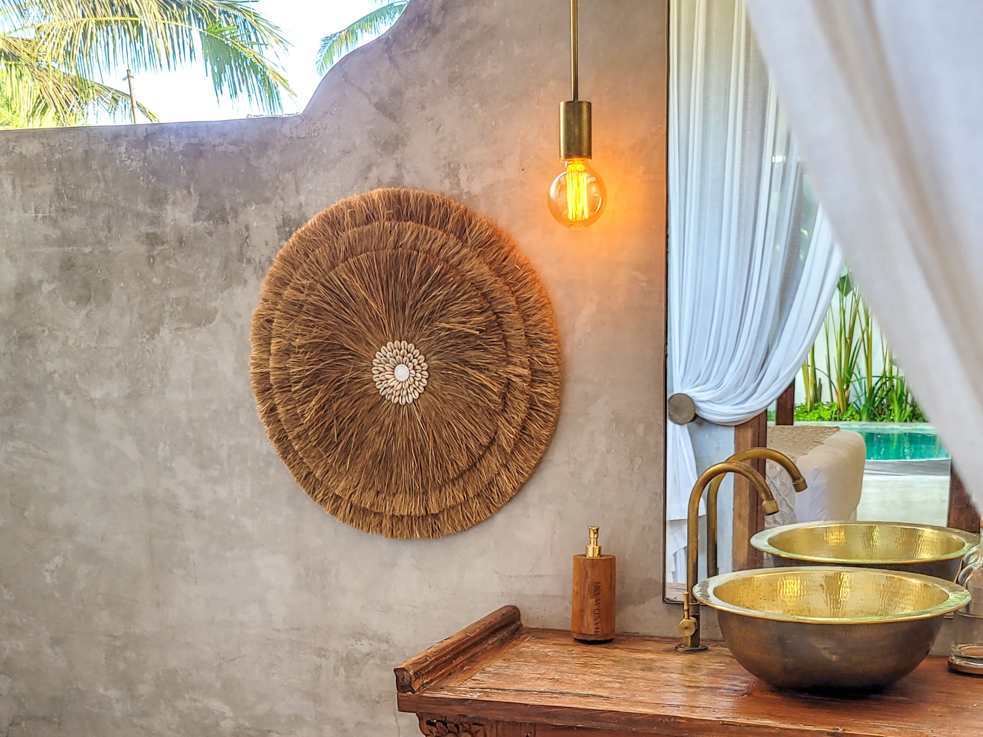 Balinesische Wanddeko aus Raffia handgemacht