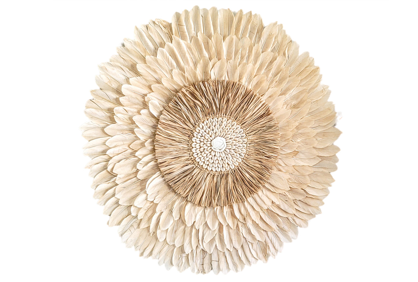 Boho Wanddeko aus Federn & Muscheln – Handgefertigt aus Bali