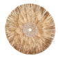 Boho Wanddekoration rund aus Raffia und Kauri-Muscheln, handgefertigt auf Bali, 60 cm