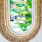 Raffia und Holz-Detail-Spiegel im Boho-Stil aus nachhaltigen Materialien