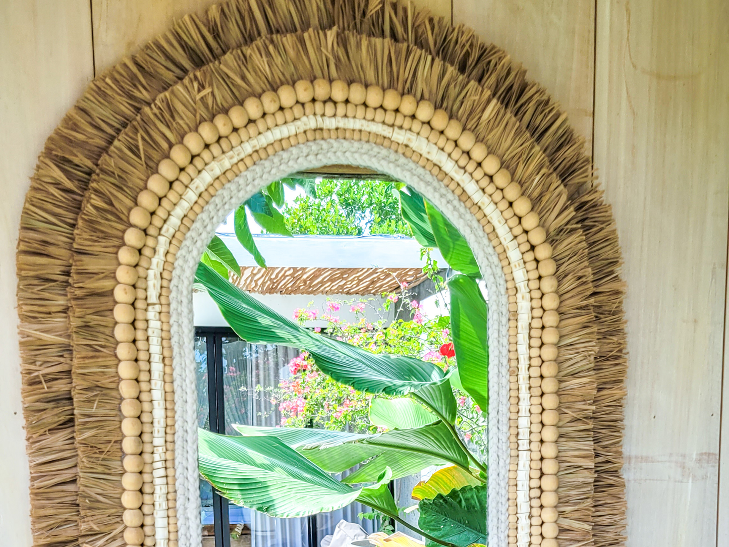 Ovaler Spiegel Boho Naturstil für Wohnzimmer