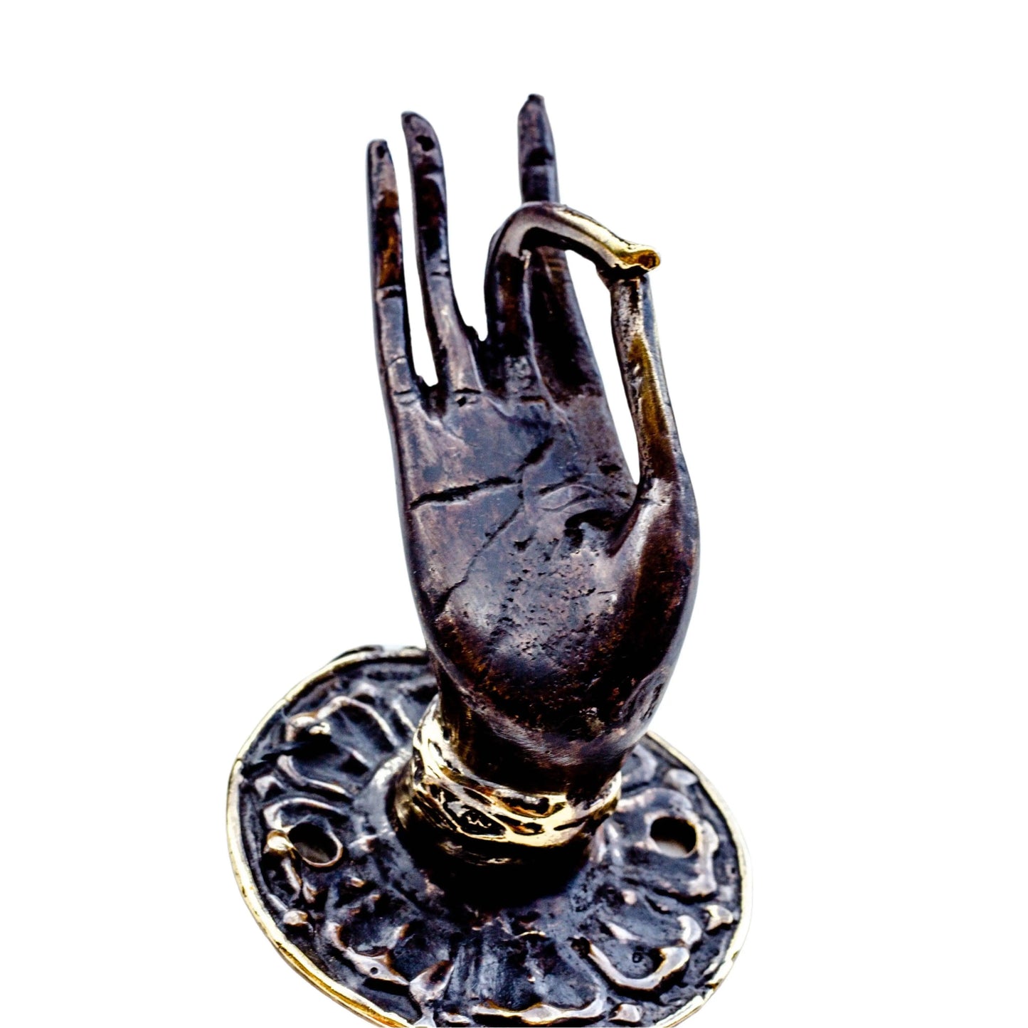 Vintage Kleiderhaken Mudra Hand aus Messing für Eingangsbereich und Badezimmer